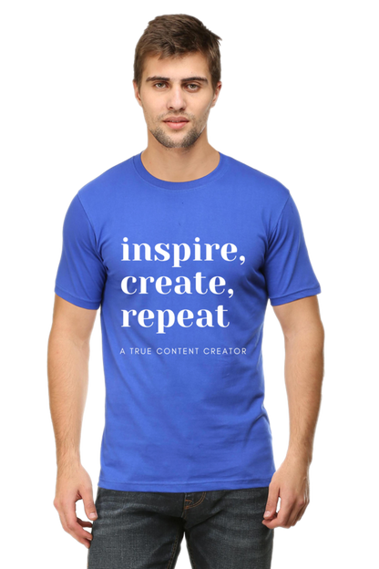 Inspire Create Repeat A True Content Creator Round Neck Men's Dark Shade T-Shirt