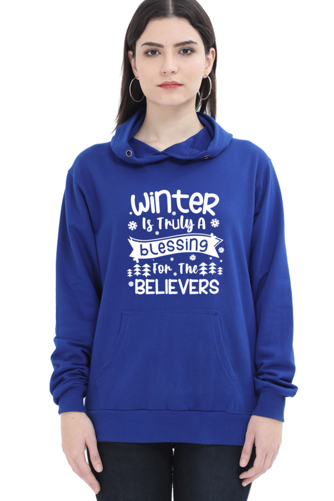 Winter is Truly a Blessing Darker Shade Hoodie Sweatshirt for Women