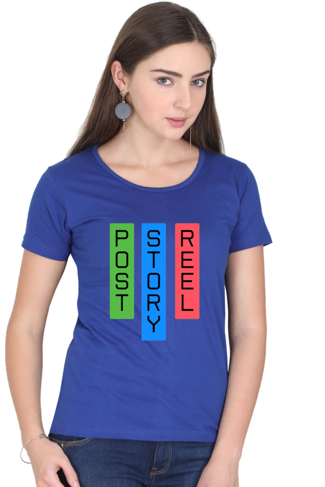 Post Story Reel Womens Round Neck Darker Shade T-shirt