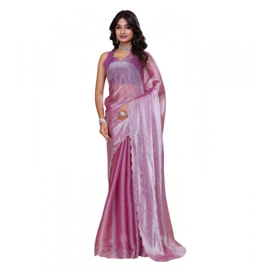 Snuggle Spot Women's Jimmy choo Embellished Bollywood Saree With Unstitched Blouse 5.5Mtr (Magenta)