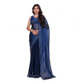 Snuggle Spot Women's Jimmy choo Embellished Bollywood Saree With Unstitched Blouse 5.5Mtr (Blue)