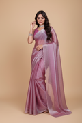 Snuggle Spot Women's Jimmy choo Embellished Bollywood Saree With Unstitched Blouse 5.5Mtr (Magenta)