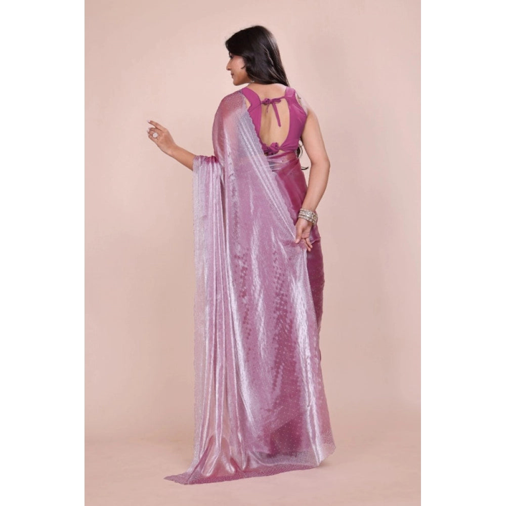Snuggle Spot Women's Jimmy choo Embellished Bollywood Saree With Unstitched Blouse 5.5Mtr (Magenta)