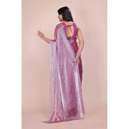 Snuggle Spot Women's Jimmy choo Embellished Bollywood Saree With Unstitched Blouse 5.5Mtr (Magenta)