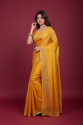Snuggle Spot Women's Jimmy choo Embellished Bollywood Saree With Unstitched Blouse 5.5Mtr (Mustard)
