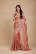 Snuggle Spot Women's Jimmy choo Embellished Bollywood Saree With Unstitched Blouse 5.5Mtr (Orange)