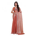 Snuggle Spot Women's Jimmy choo Embellished Bollywood Saree With Unstitched Blouse 5.5Mtr (Orange)
