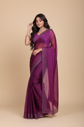 Snuggle Spot Women's Jimmy choo Embellished Bollywood Saree With Unstitched Blouse 5.5Mtr (Purple)