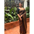 Snuggle Spot Women's Litchi silk Printed Saree With Unstitched Blouse (Gold)