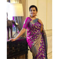 Snuggle Spot Women's Litchi silk Printed Saree With Unstitched Blouse (Pink)