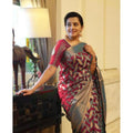 Snuggle Spot Women's Litchi silk Printed Saree With Unstitched Blouse (Red)