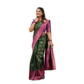 Snuggle Spot Women's Litchi silk Printed Saree With Unstitched Blouse (Green)