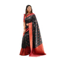 Snuggle Spot Women's Litchi silk Printed Saree With Unstitched Blouse (Grey)