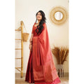 Snuggle Spot Women's Litchi silk Printed Saree With Unstitched Blouse (Red)