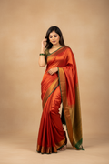 Snuggle Spot Women's Litchi silk Printed Saree With Unstitched Blouse (Red)