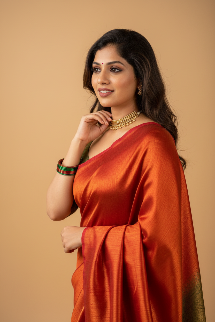 Snuggle Spot Women's Litchi silk Printed Saree With Unstitched Blouse (Red)