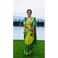 Snuggle Spot Women's Litchi silk Printed Saree With Unstitched Blouse (Light Green)