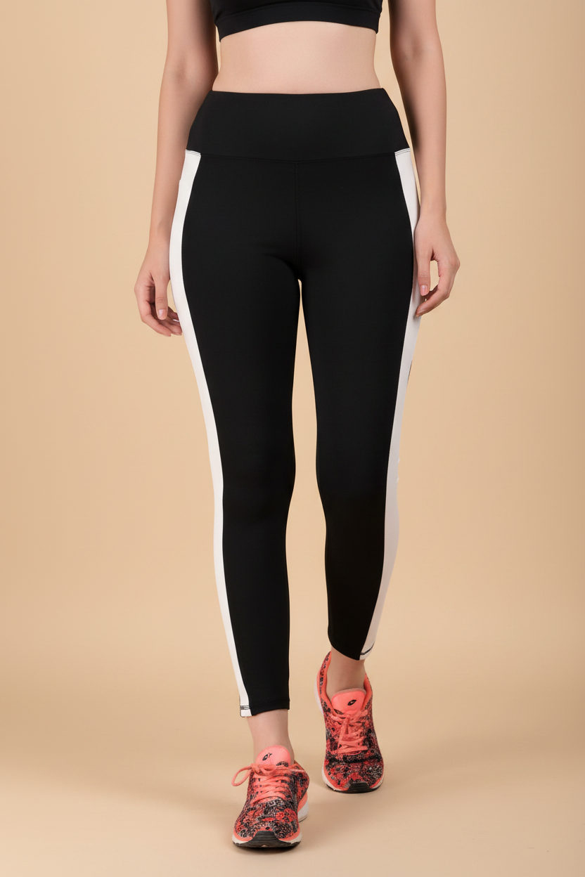 Snuggle Spot Women's Polyester Solid Ankle length High Waisted Tights (Black)