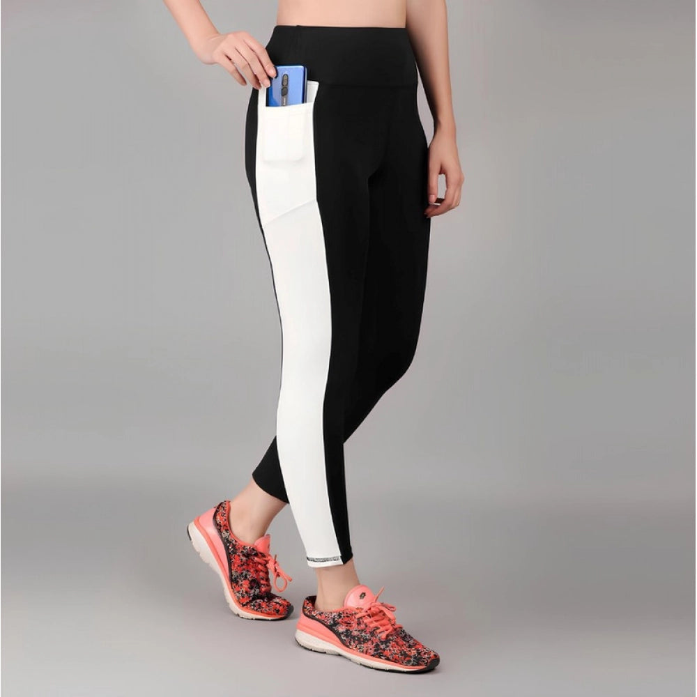 Snuggle Spot Women's Polyester Solid Ankle length High Waisted Tights (Black)