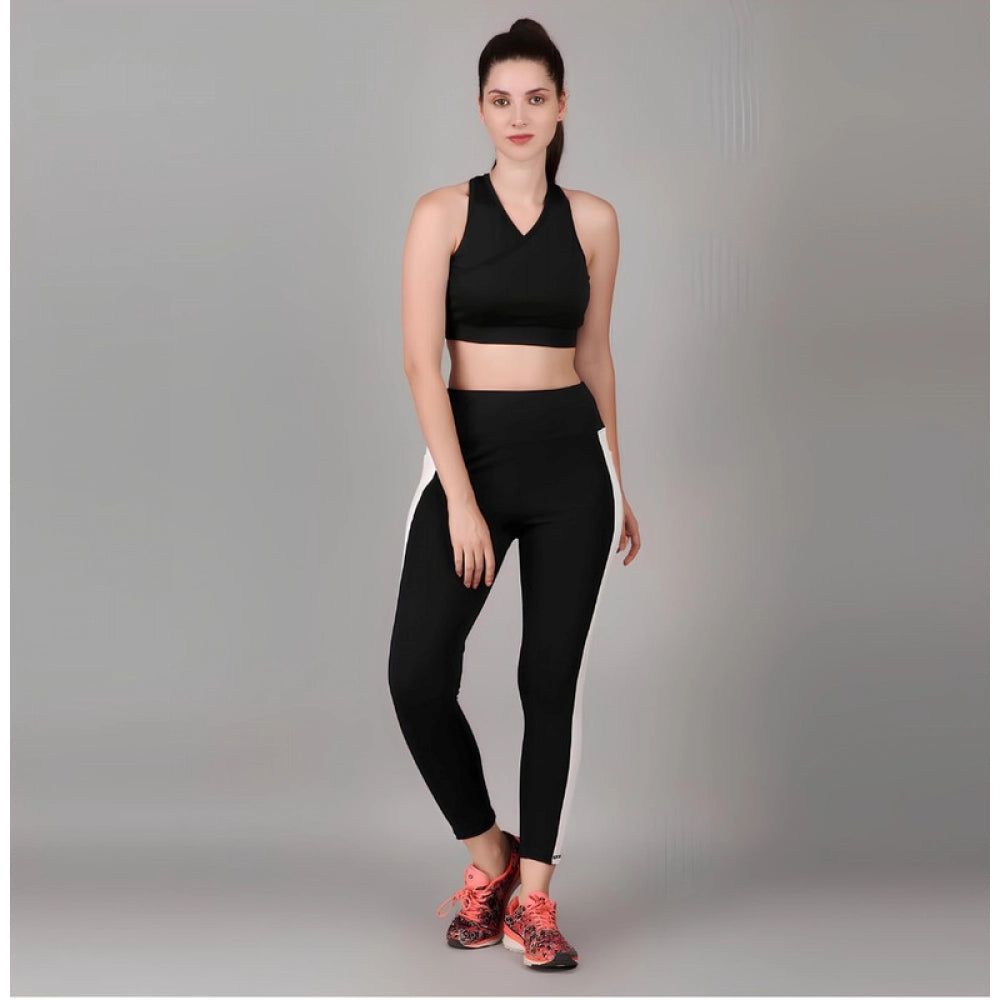 Snuggle Spot Women's Polyester Solid Ankle length High Waisted Tights (Black)