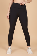 Snuggle Spot Women's Polyester Solid Ankle length High Waisted Tights (Black)