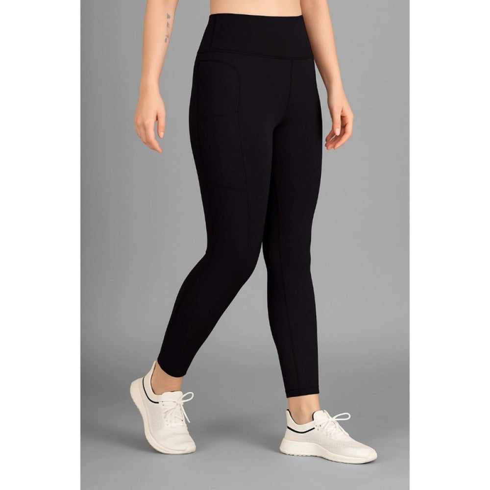 Snuggle Spot Women's Polyester Solid Ankle length High Waisted Tights (Black)