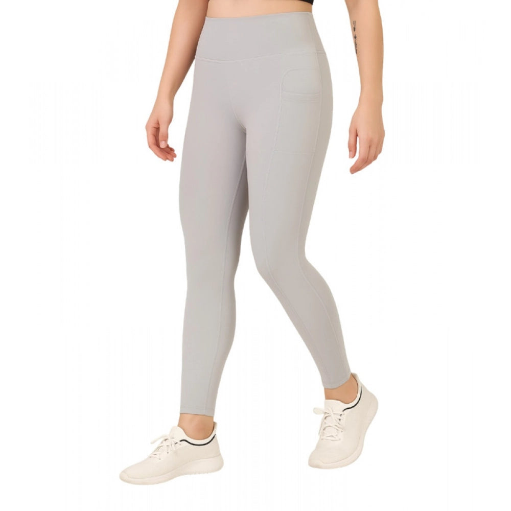 Snuggle Spot Women's Polyester Solid Ankle length High Waisted Tights (Grey)