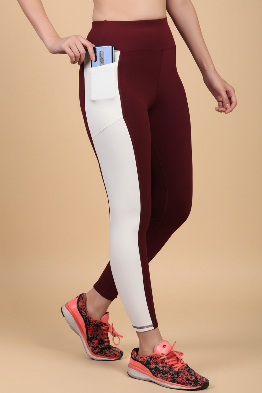 Snuggle Spot Women's Polyester Solid Ankle length High Waisted Tights (Maroon)