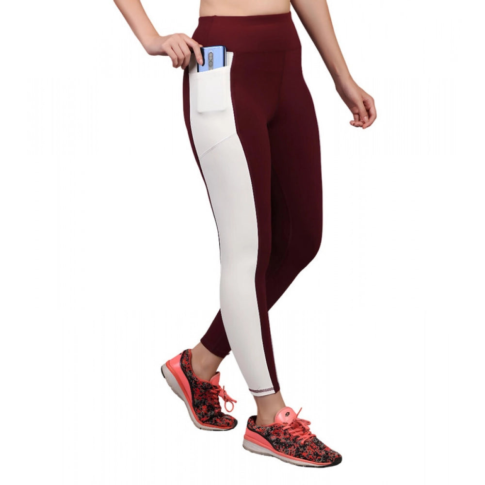 Snuggle Spot Women's Polyester Solid Ankle length High Waisted Tights (Maroon)