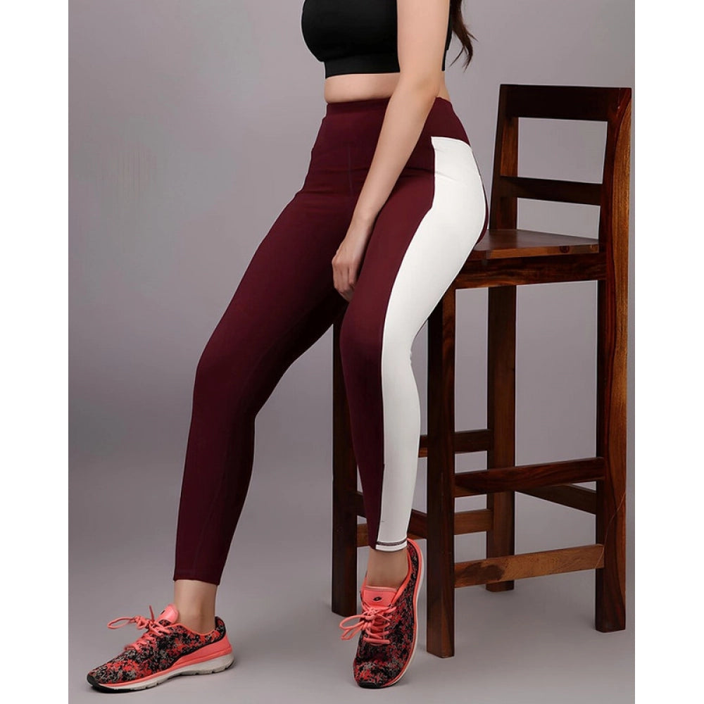 Snuggle Spot Women's Polyester Solid Ankle length High Waisted Tights (Maroon)