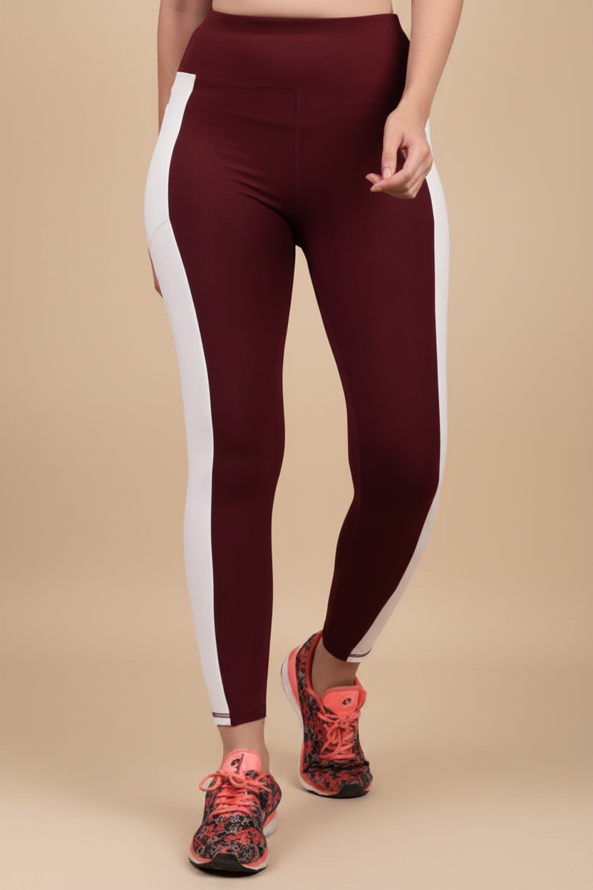 Snuggle Spot Women's Polyester Solid Ankle length High Waisted Tights (Maroon)