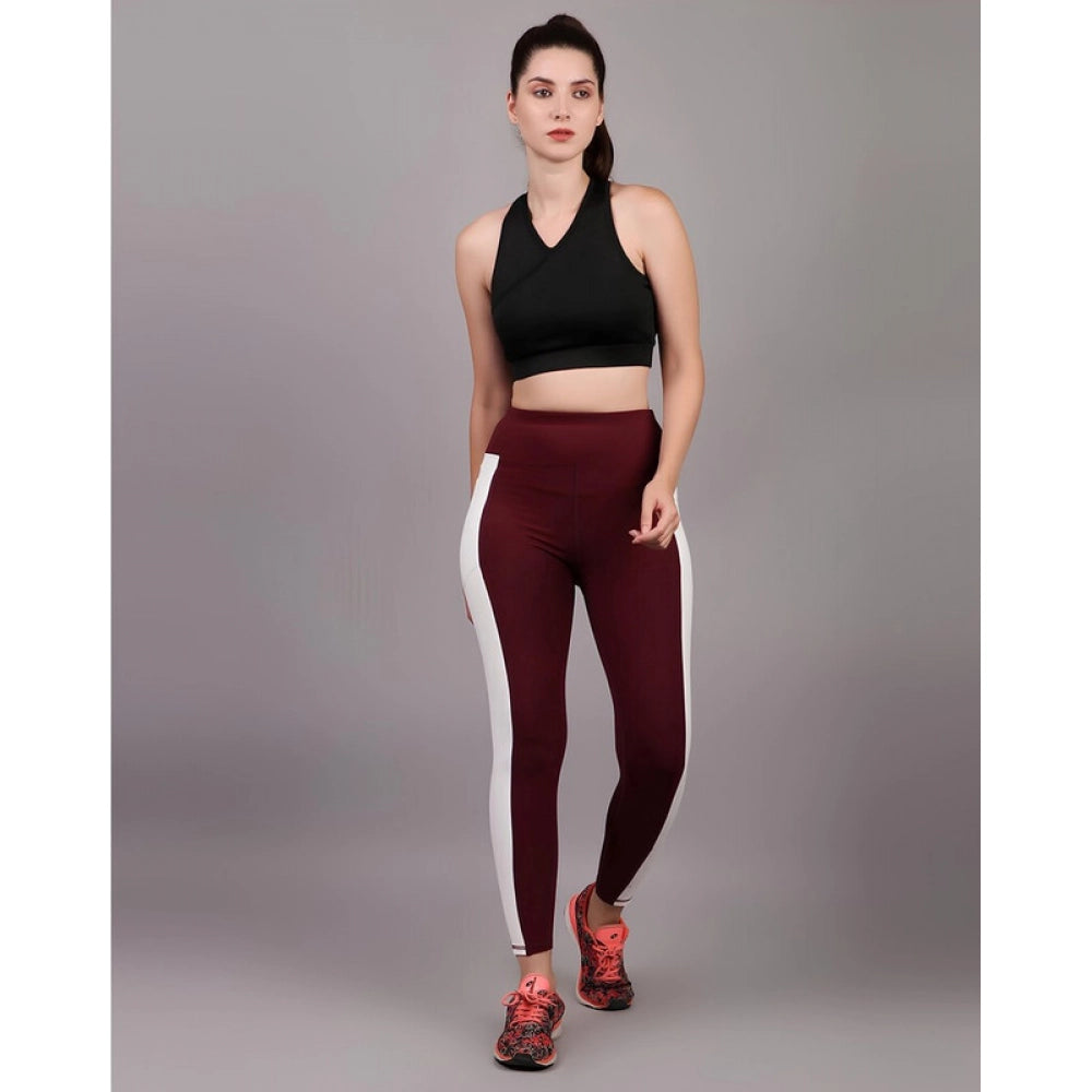Snuggle Spot Women's Polyester Solid Ankle length High Waisted Tights (Maroon)