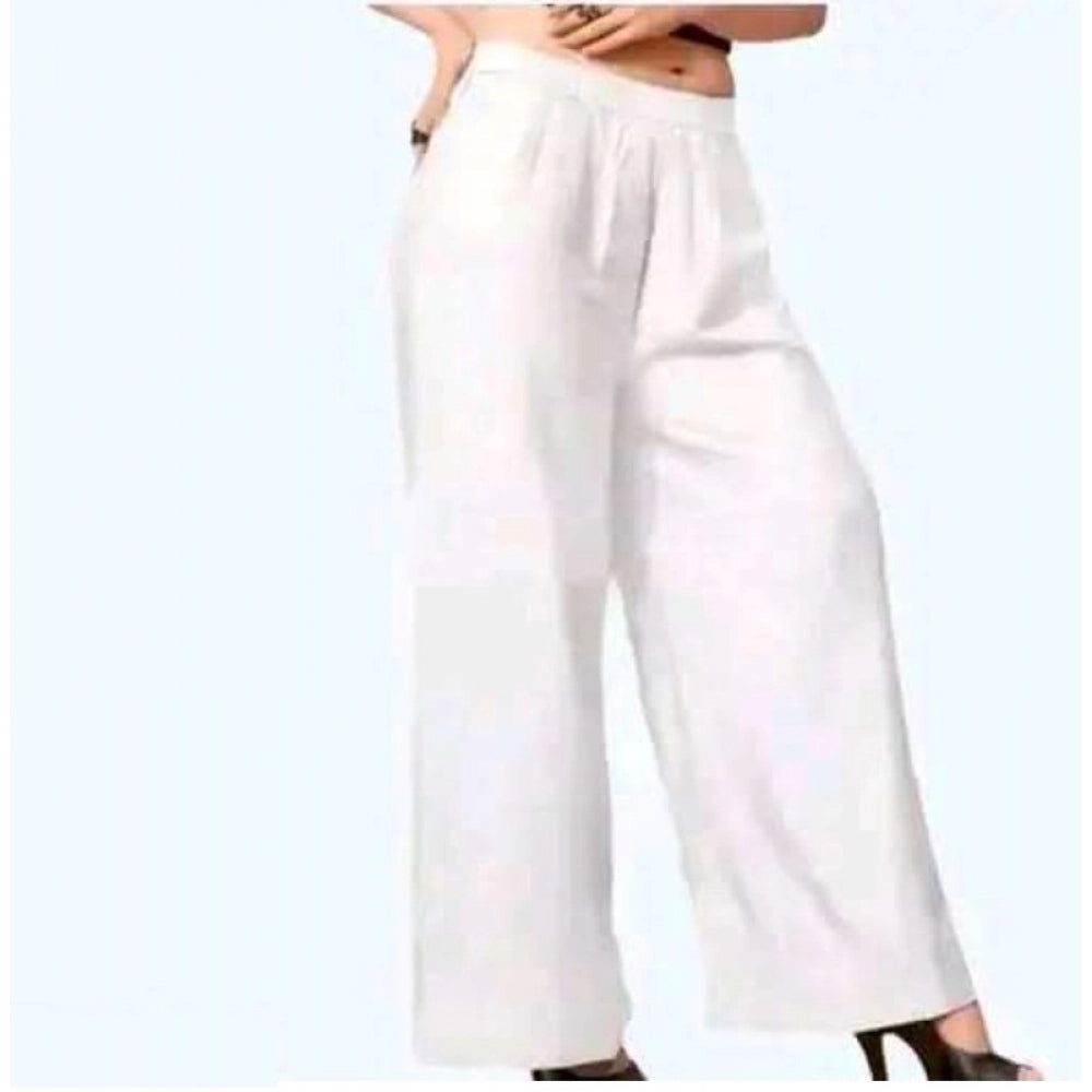 Snuggle Spot Women's Casual Rayon Solid Ankle Length Palazzo (White, Free Size)
