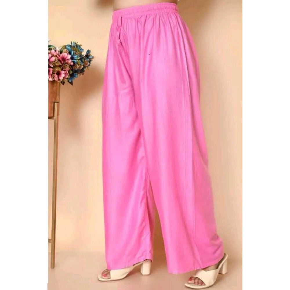 Snuggle Spot Women's Casual Rayon Solid Ankle Length Palazzo (Pink, Free Size)