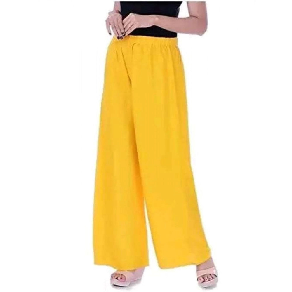 Snuggle Spot Women's Casual Rayon Solid Ankle Length Palazzo (Yellow , Free Size)