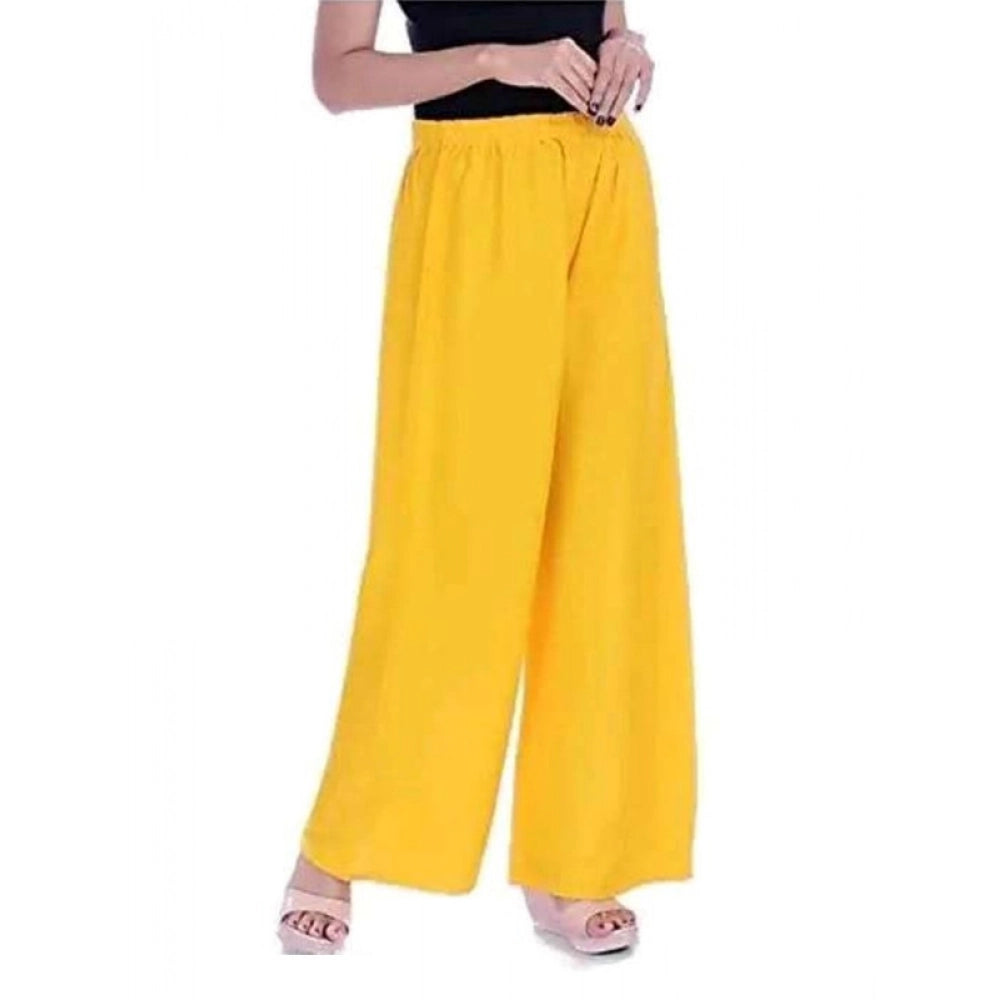 Snuggle Spot Women's Casual Rayon Solid Ankle Length Palazzo (Yellow , Free Size)