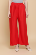 Snuggle Spot Women's Casual Rayon Solid Ankle Length Palazzo (Red, Free Size)