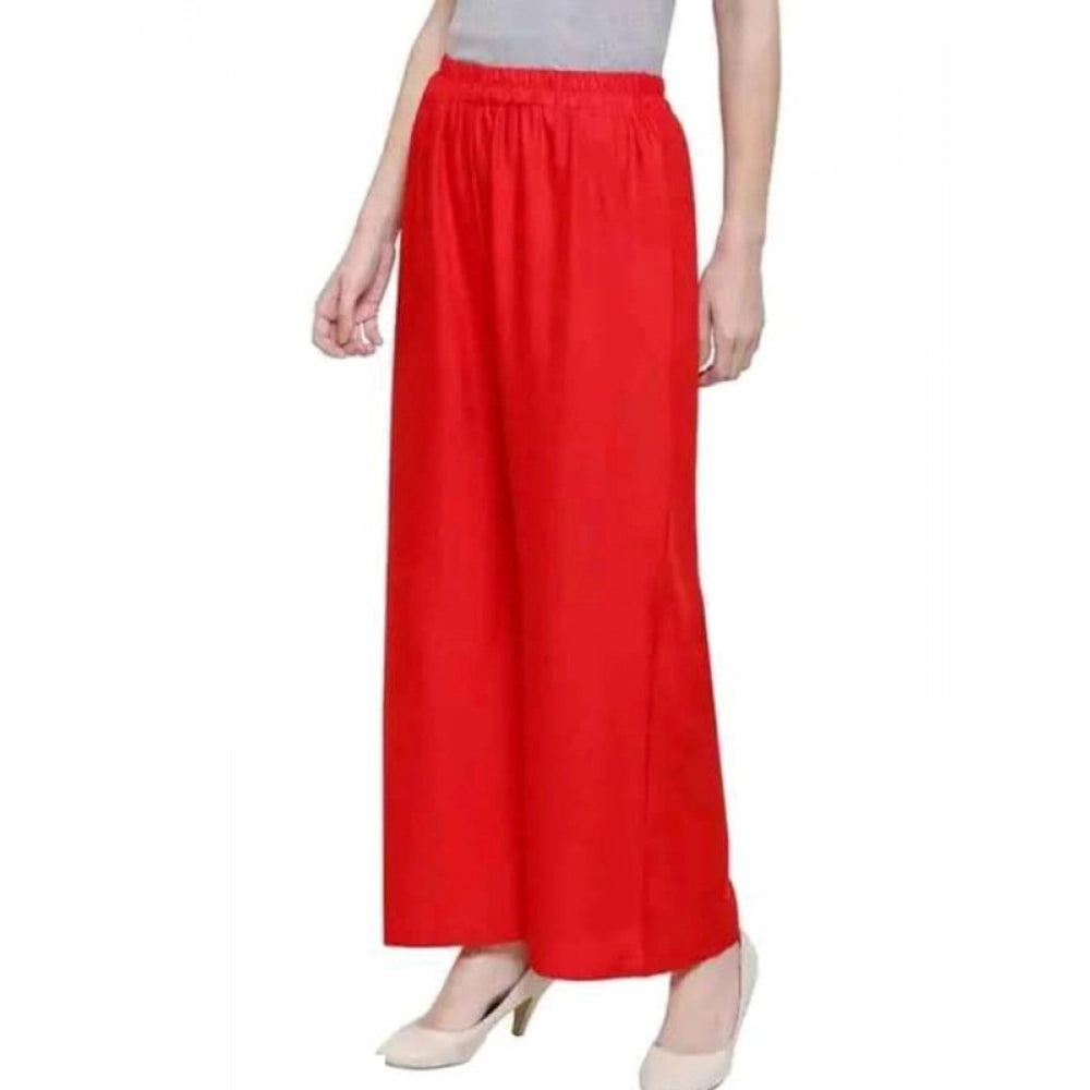 Snuggle Spot Women's Casual Rayon Solid Ankle Length Palazzo (Red, Free Size)