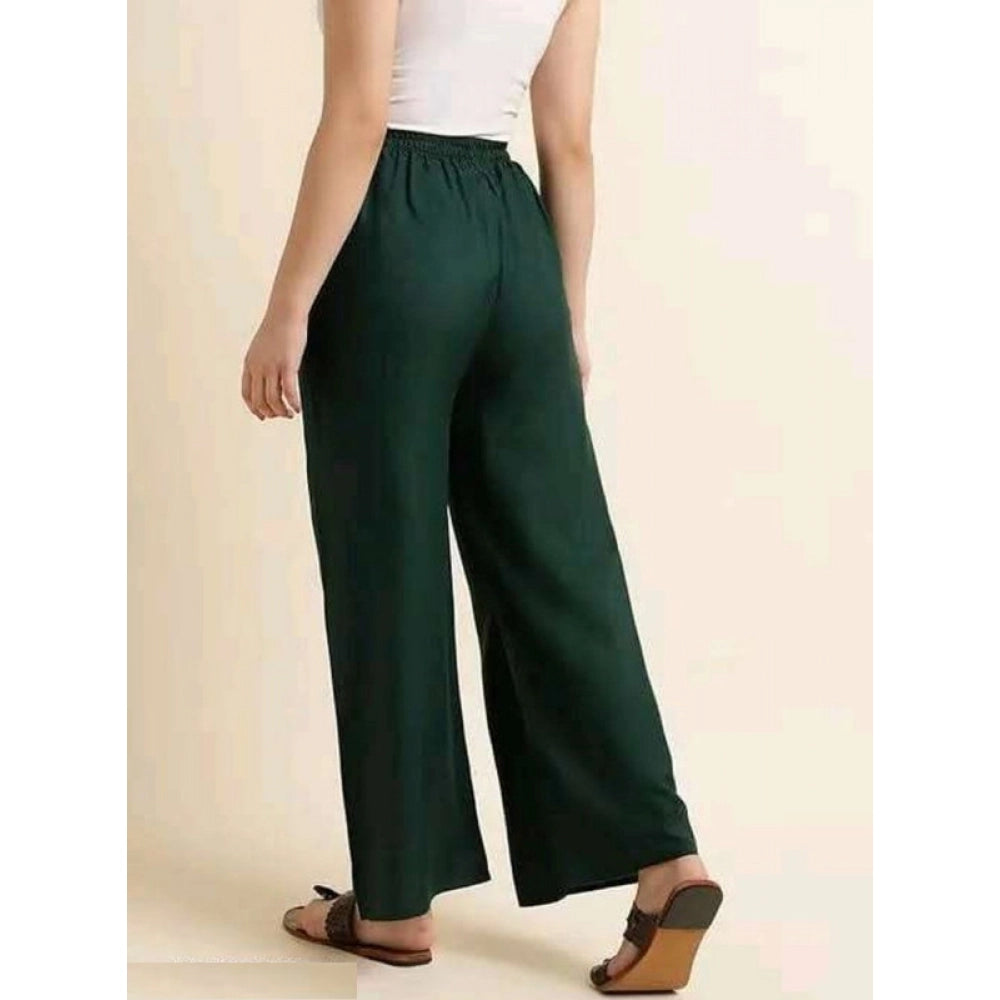 Snuggle Spot Women's Casual Rayon Solid Ankle Length Palazzo (Green, Free Size)
