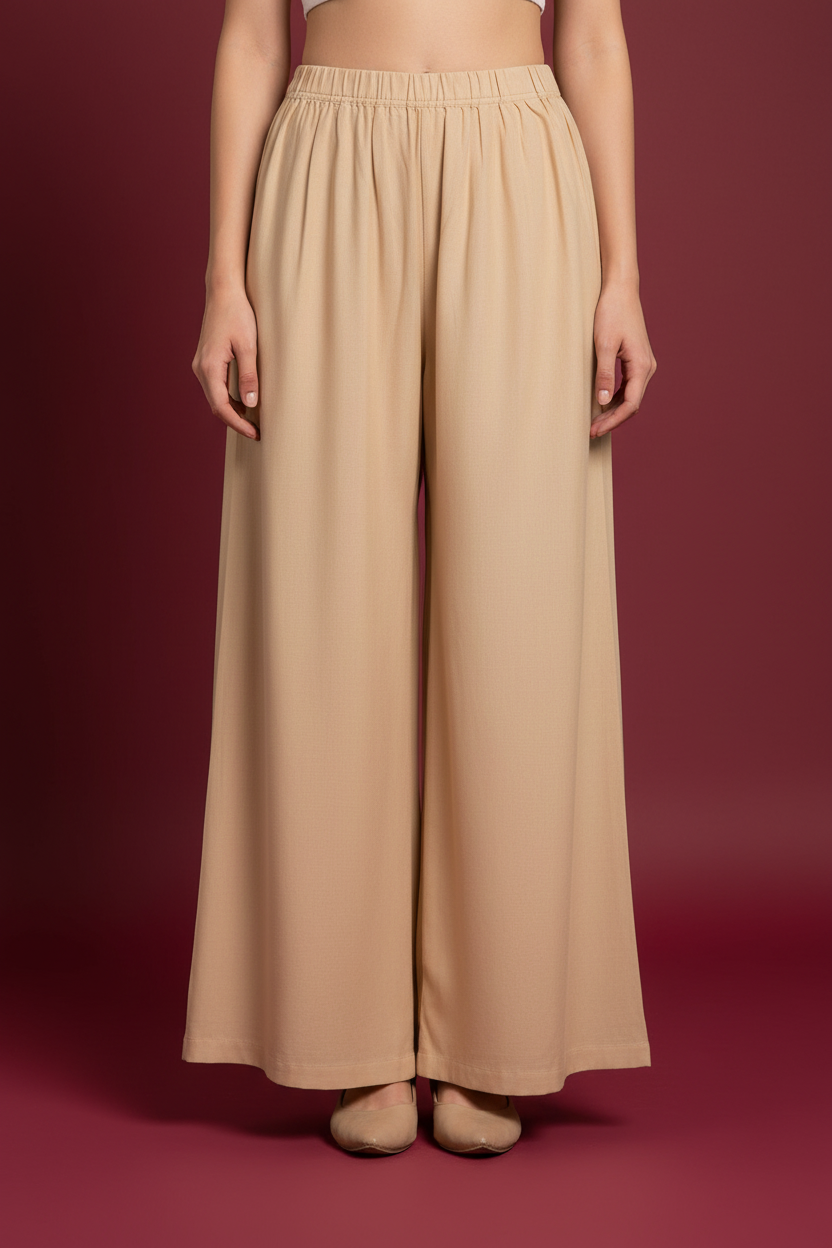 Snuggle Spot Women's Casual Rayon Solid Ankle Length Palazzo (Golden , Free Size)
