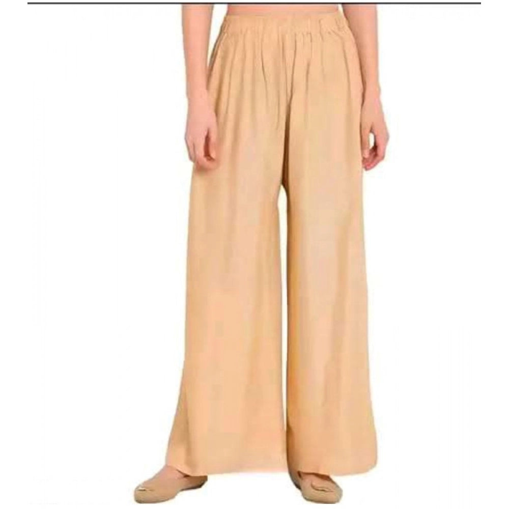 Snuggle Spot Women's Casual Rayon Solid Ankle Length Palazzo (Golden , Free Size)