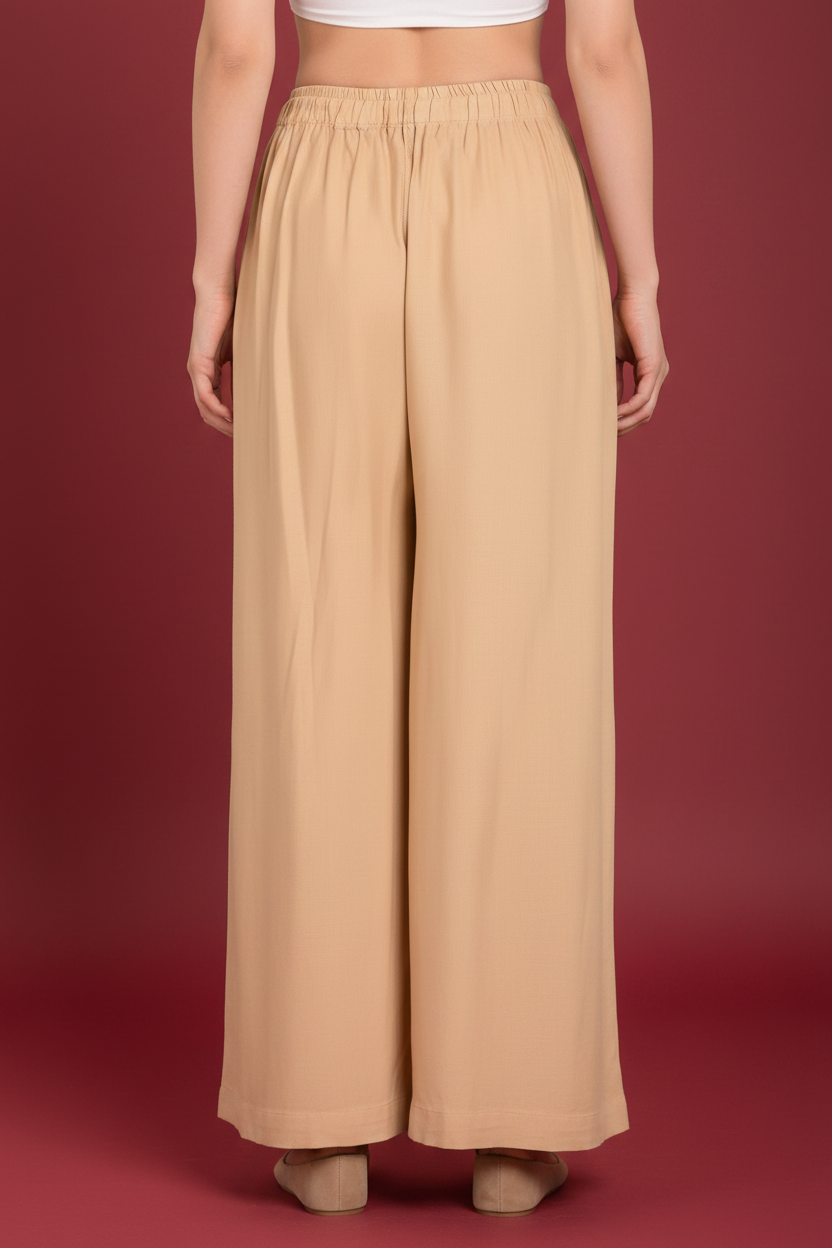 Snuggle Spot Women's Casual Rayon Solid Ankle Length Palazzo (Golden , Free Size)
