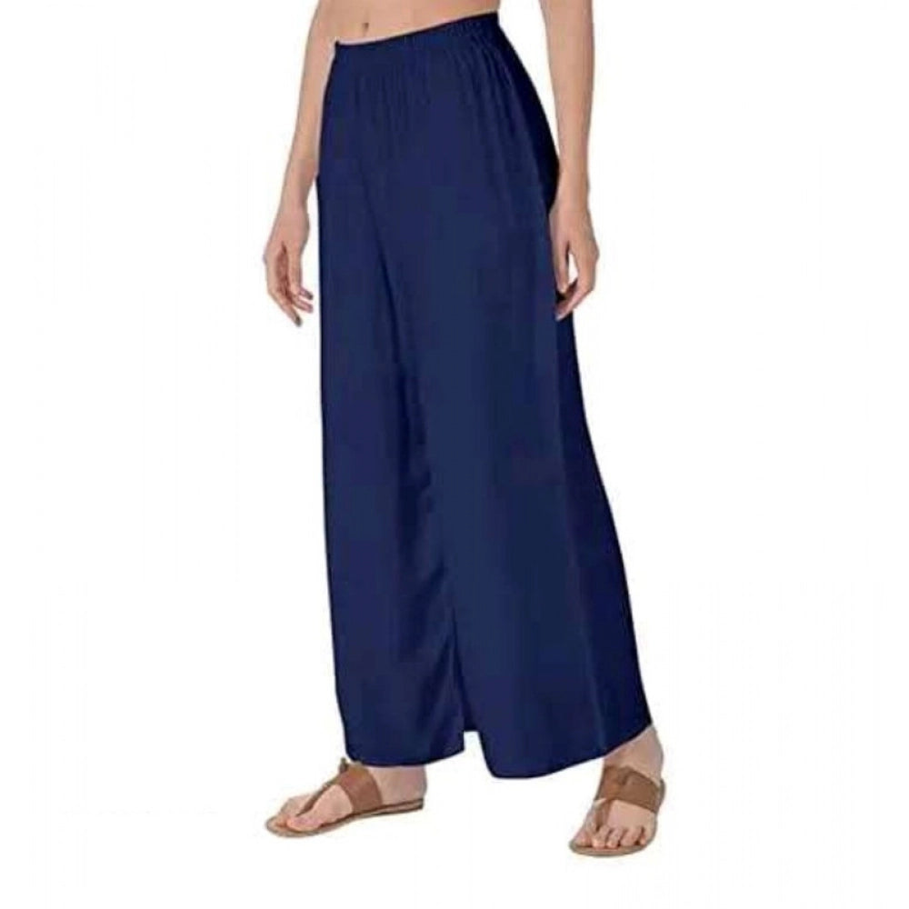 Snuggle Spot Women's Casual Rayon Solid Ankle Length Palazzo (Navy Blue , Free Size)