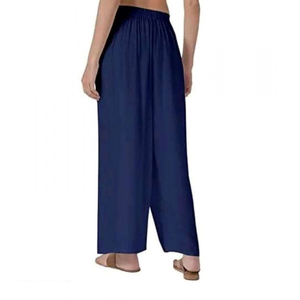 Snuggle Spot Women's Casual Rayon Solid Ankle Length Palazzo (Navy Blue , Free Size)