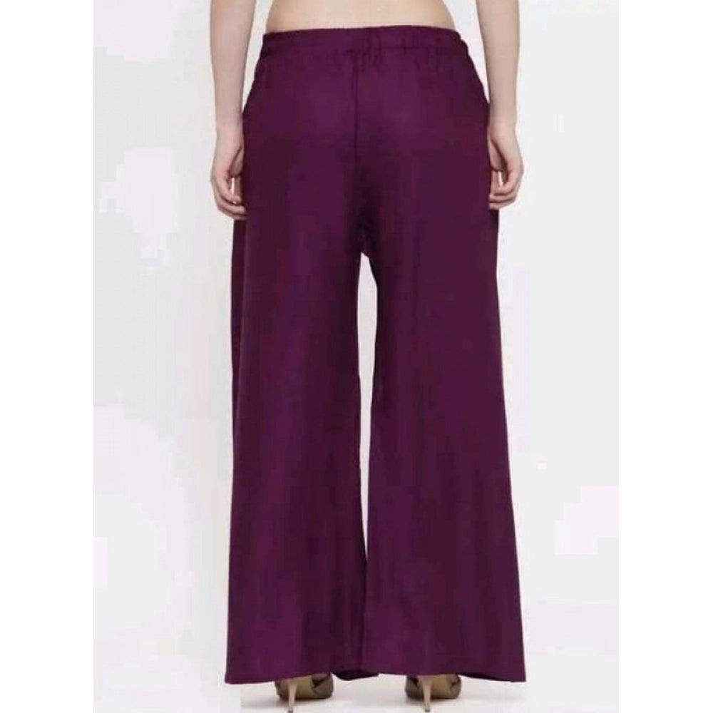 Snuggle Spot Women's Casual Rayon Solid Ankle Length Palazzo (Purple, Free Size)