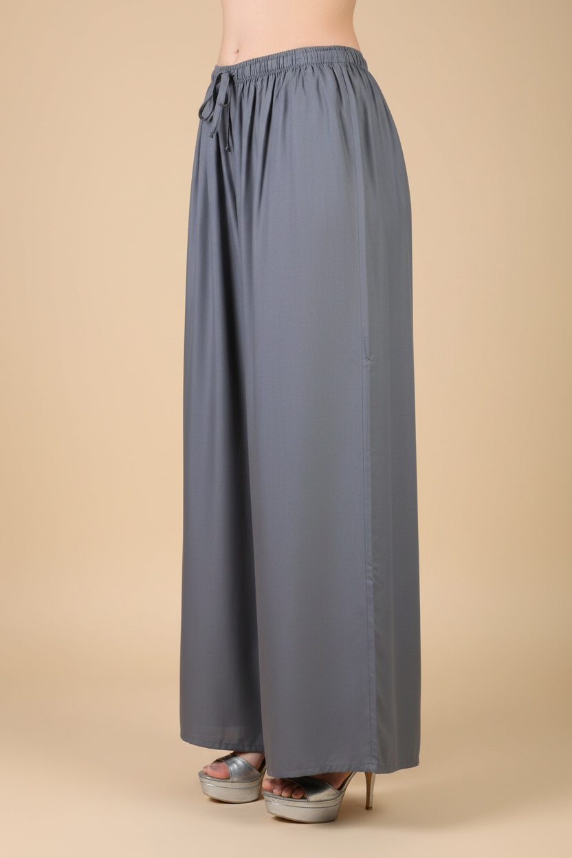 Snuggle Spot Women's Casual Rayon Solid Ankle Length Palazzo (Grey, Free Size)