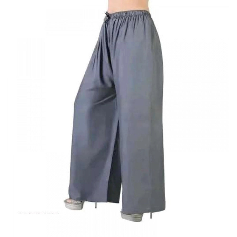 Snuggle Spot Women's Casual Rayon Solid Ankle Length Palazzo (Grey, Free Size)