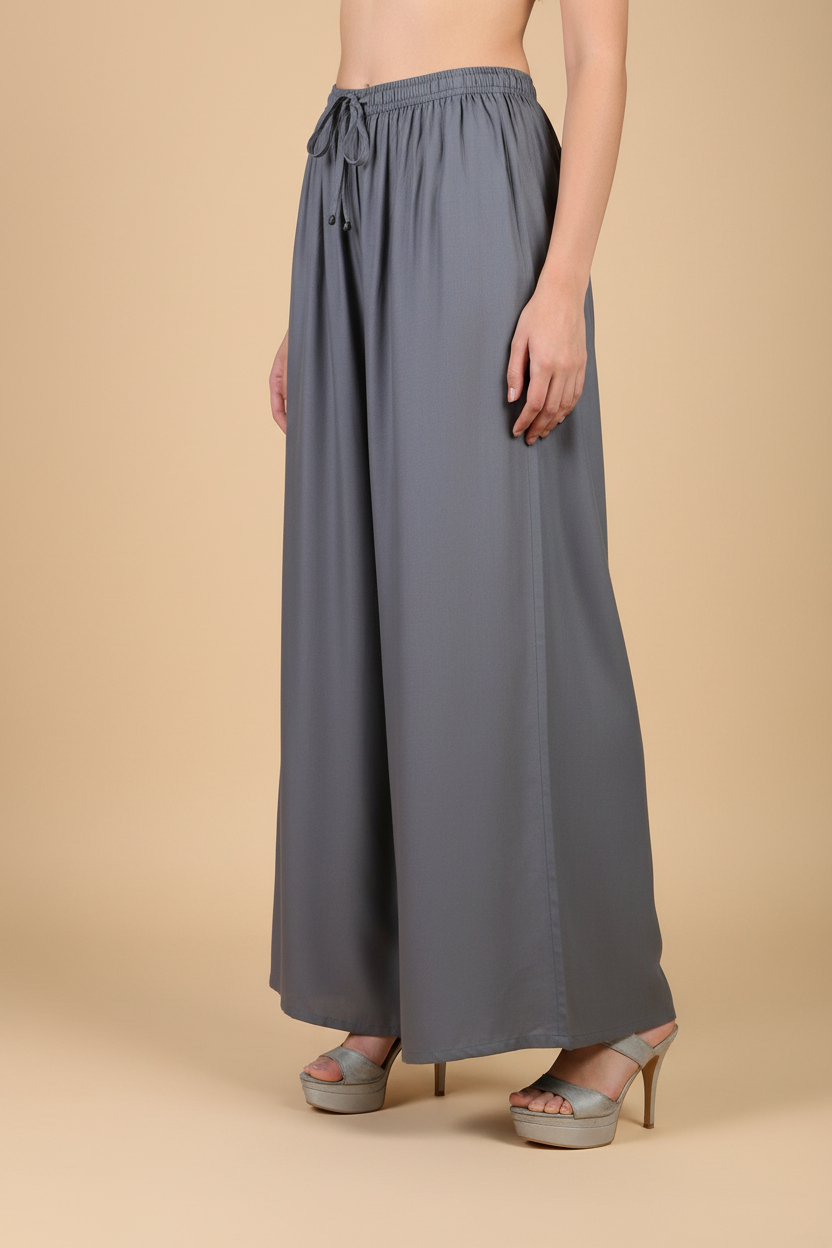 Snuggle Spot Women's Casual Rayon Solid Ankle Length Palazzo (Grey, Free Size)