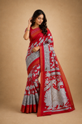 Snuggle Spot Women's Soft Handloom Cotton Kalamkari Printed Saree With Unstitched Blouse 5.5Mtr (Pink)