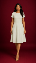 Bone White Casual One Piece Dress Knee Length for Women